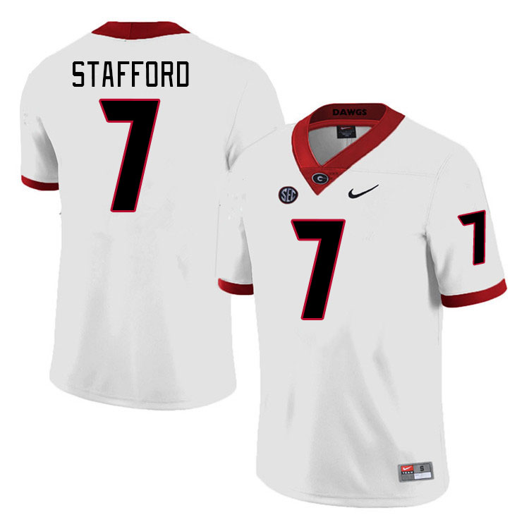 #7 Matthew Stafford Georgia Bulldogs Jerseys Football Stitched-Retro White